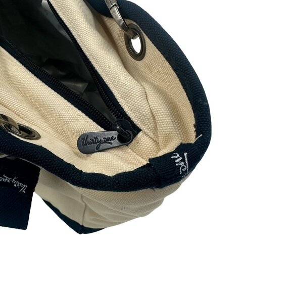 Thirty-One Gifts Canvas Crew Mini Thermal Tote In Cream & Navy Blue - Picture 5 of 7